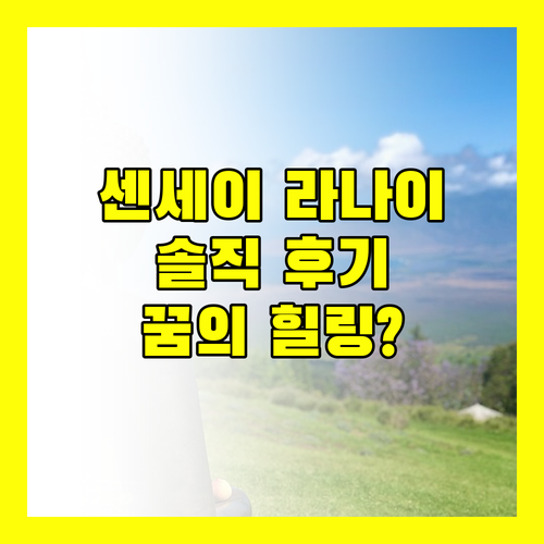 센세이 라나이 실제 후기! 꿈의 힐링 여행, 과연 만족스러울까?