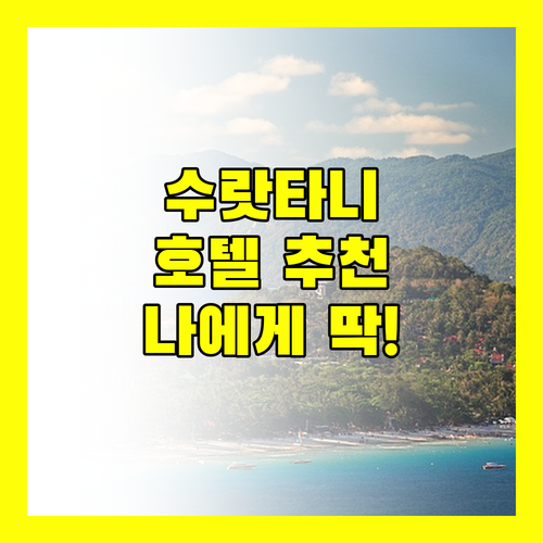 수랏타니 호텔 완전 정복! B2 부티크부터 다이아몬드 플라자까지, 나에게 딱 맞는 호텔은?
