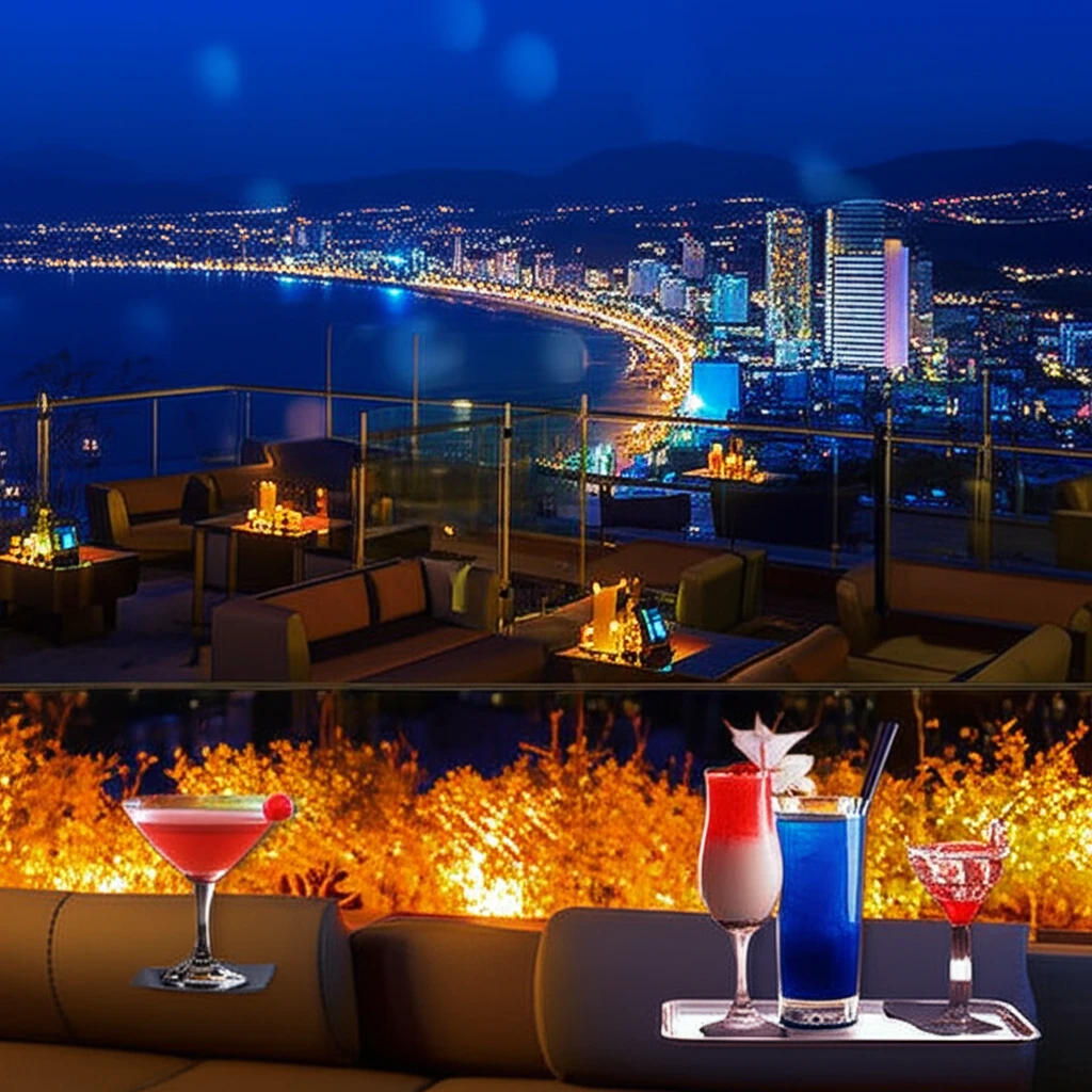 냐짱 머큐어 루프탑 바 야경