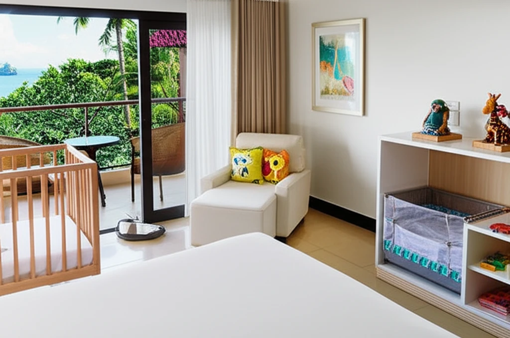 가족 단위 투숙객이 호텔 시설을 즐기는 모습