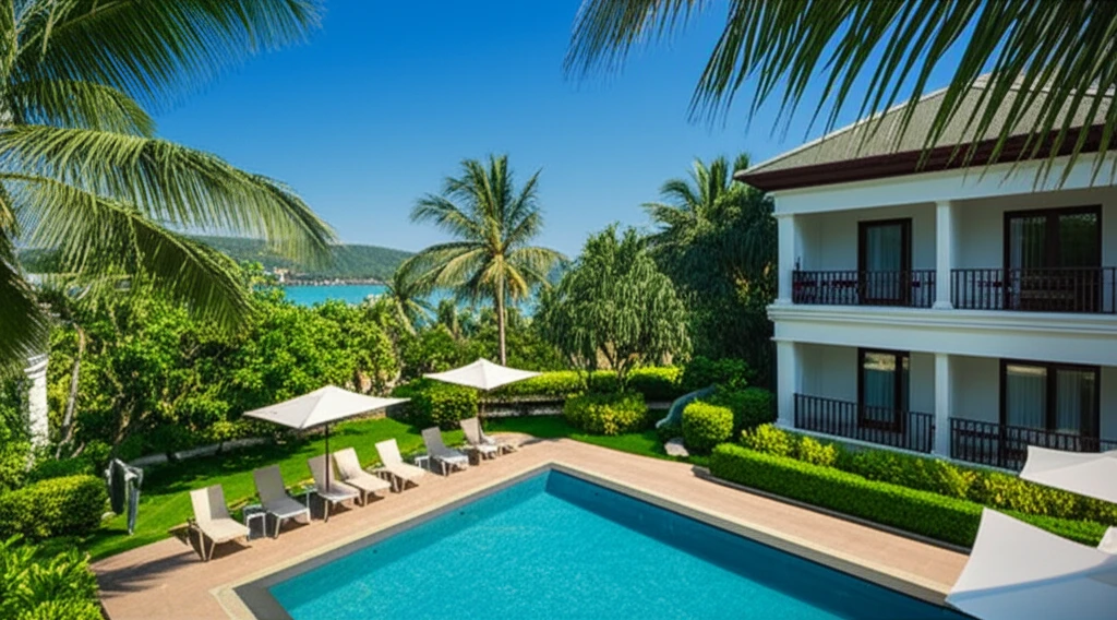 푸켓 반 타이 비치 리조트의 수영장과 정원 풍경