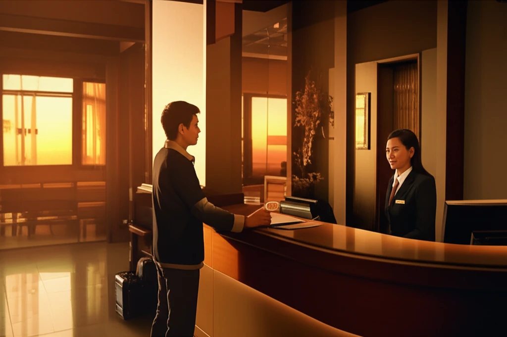 호텔 직원이 고객을 따뜻하게 맞이하는 모습