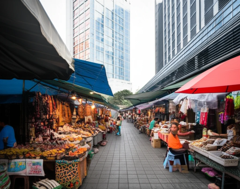 활기찬 분위기의 코타키나발루 필리피노 마켓 전경