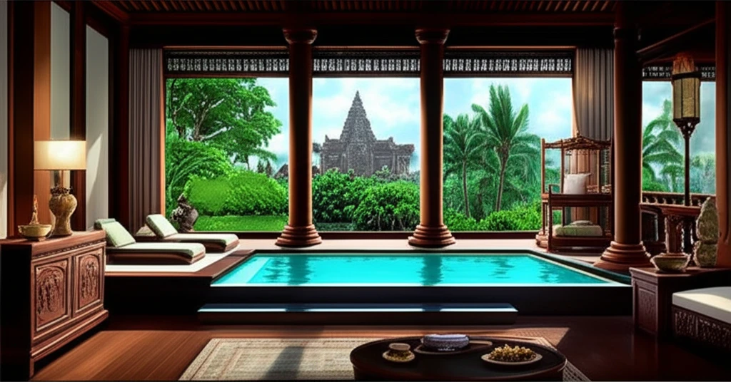 호텔의 우아한 실내 장식이나 인피니티 풀의 모습