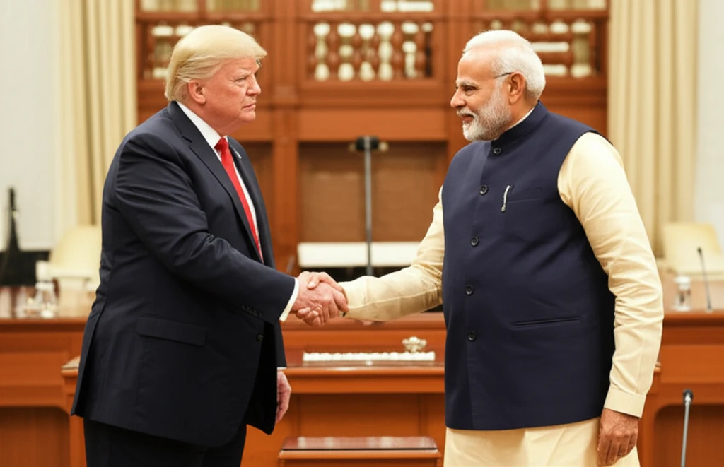 트럼프 대통령과 모디 총리의 무역 협상 이미지